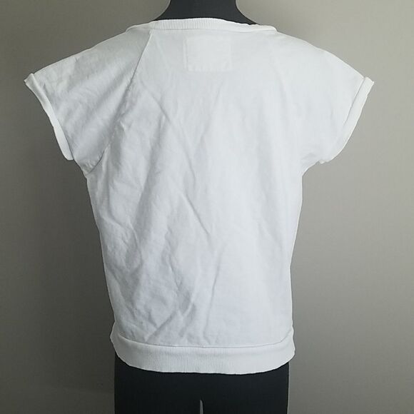 DKNY Jeans White Cotton Lace Front Top (M) - Picture 2 of 3